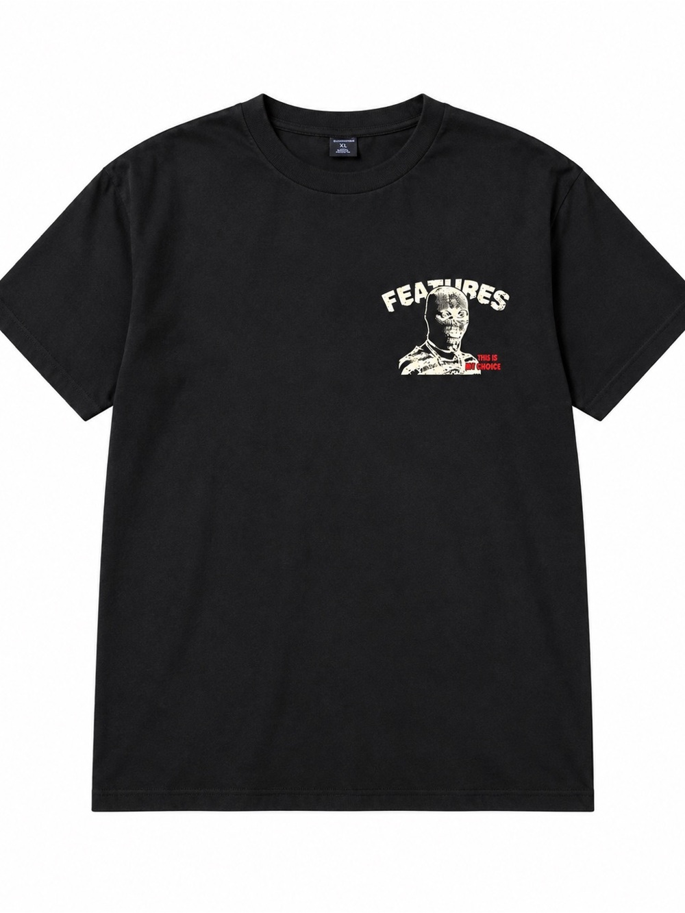 ROMWE Black Short Sleeve Graphic Crewneck T-Shirt with Cream and Red Print